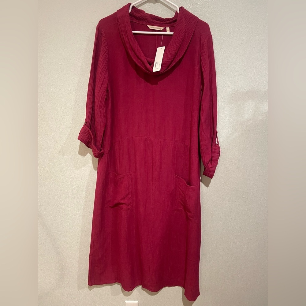 NWT Soft Surroundings Rich Fushia Long Sleeve Dress